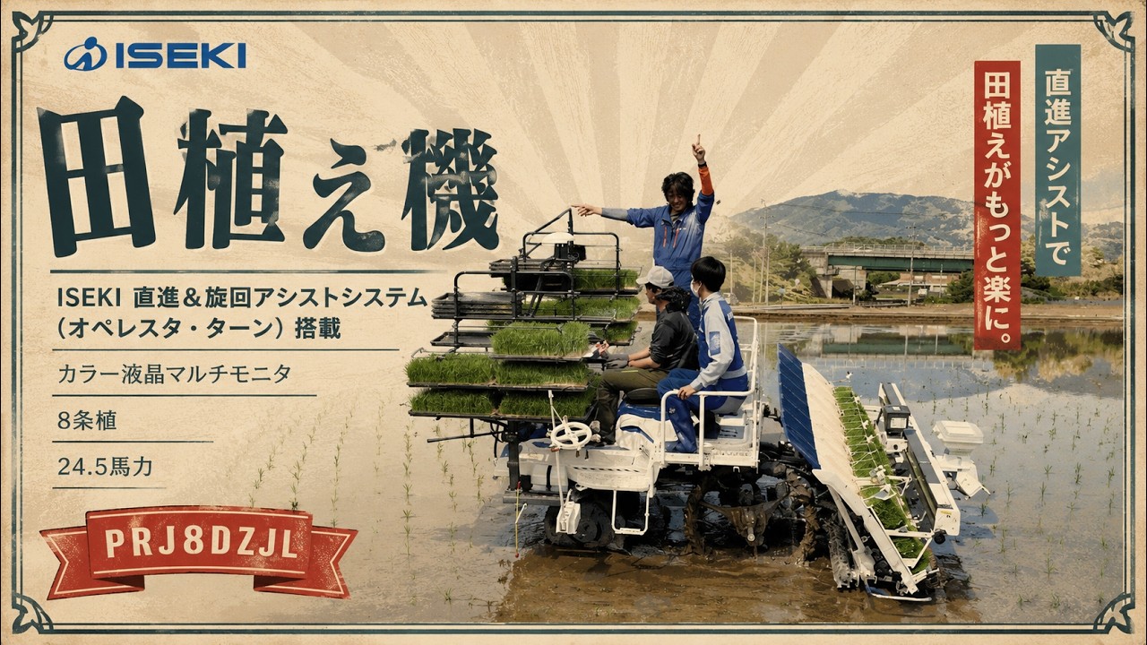 ISEKI 直進＆旋回アシストシステム（オペレスタ・ターン）搭載 イセキ　乗用田植機　PRJ8D-ZJL