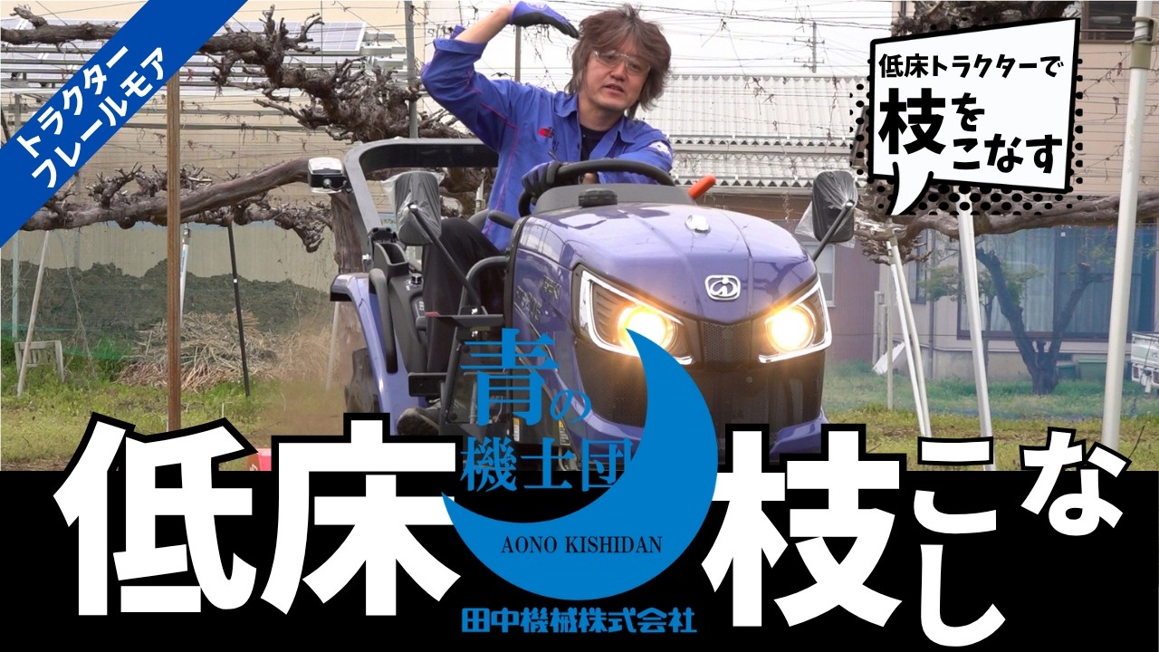 低床トラクターで枝こなし　イセキトラクター RTS205NS & フレールモア FNC1202F